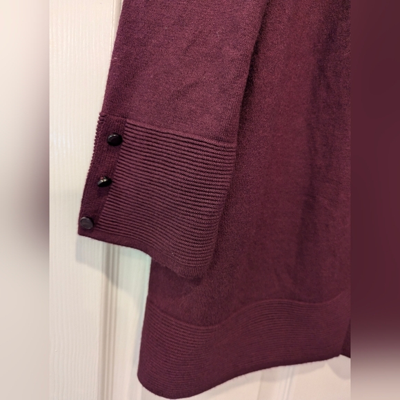NWT Evolution Myna Button Sleeve open front ribbed Cardigan sweater purple sz S - Picture 4 of 8